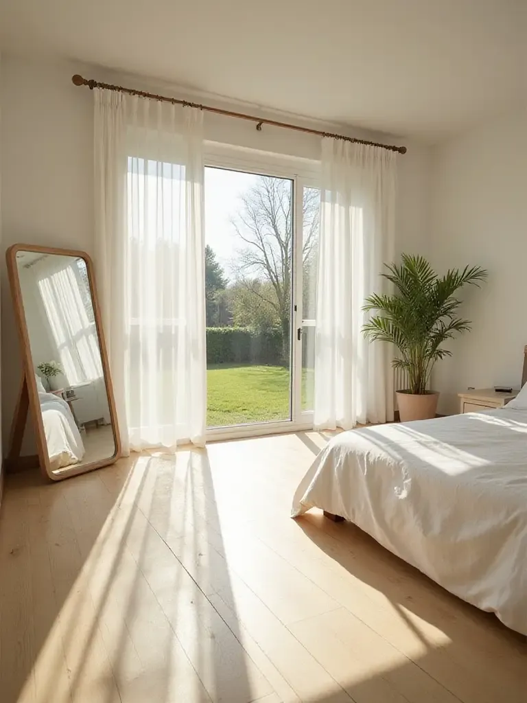 Bright and airy bedroom with large windows maximizing natural light