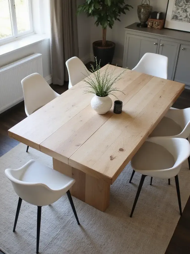 Modern dining table showcasing various edge profiles in a stylish setting