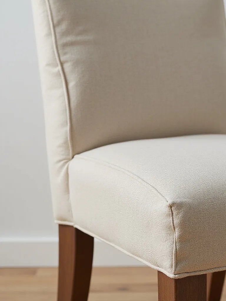 A comfortable dining chair with stain-resistant, easy-to-clean performance fabric, prioritized for longer gatherings in a pet-friendly setting.