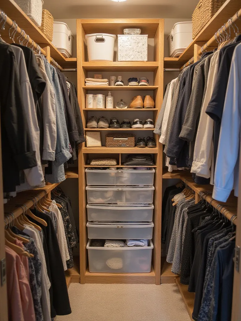 Organized closet with smart closet organizers showcasing adjustable shelves and storage solutions.