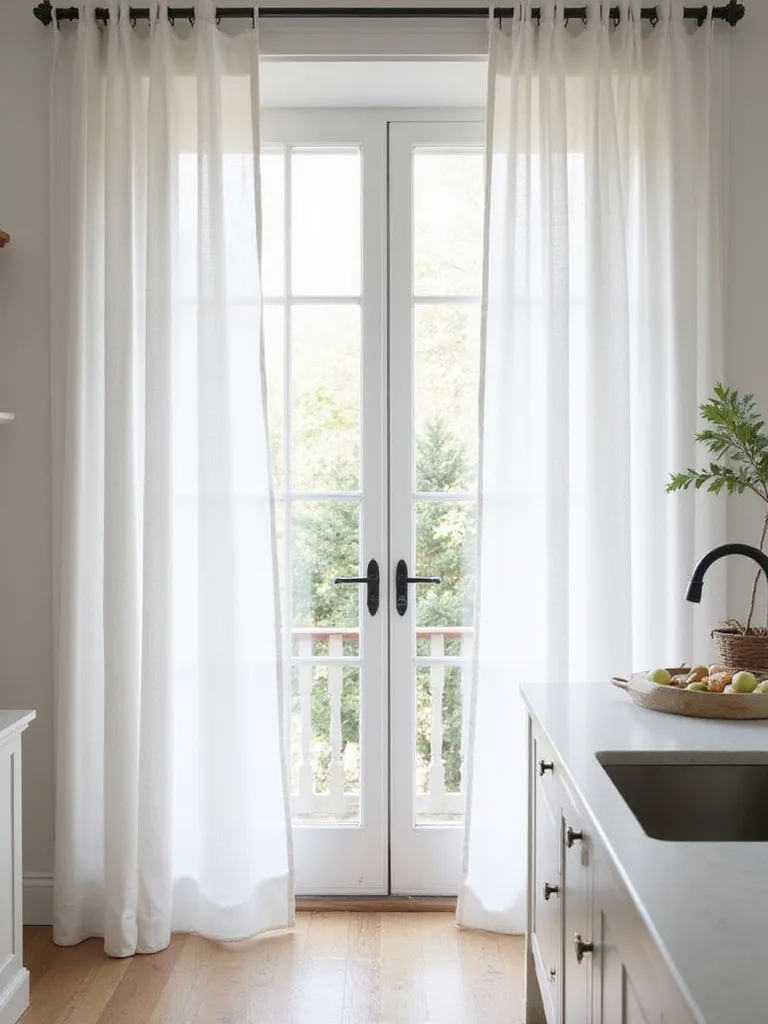 Scandinavian kitchen with optimized window treatments allowing natural light to flood the space.