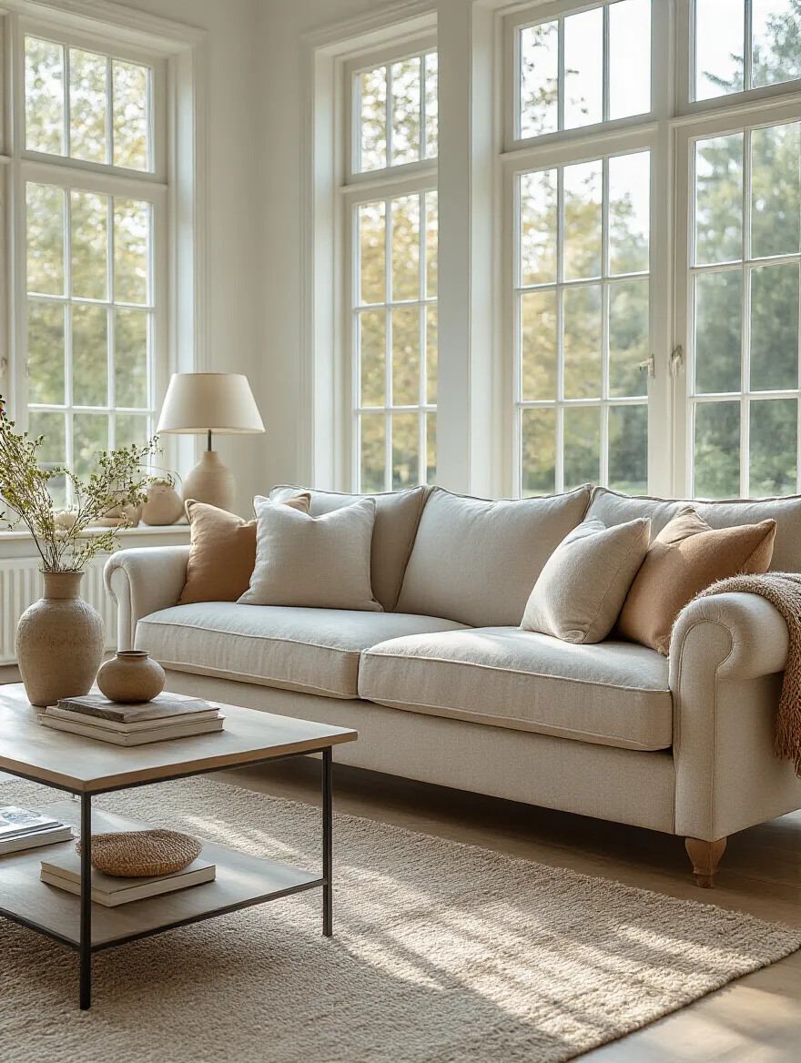 Stylish living room with durable family-friendly upholstery