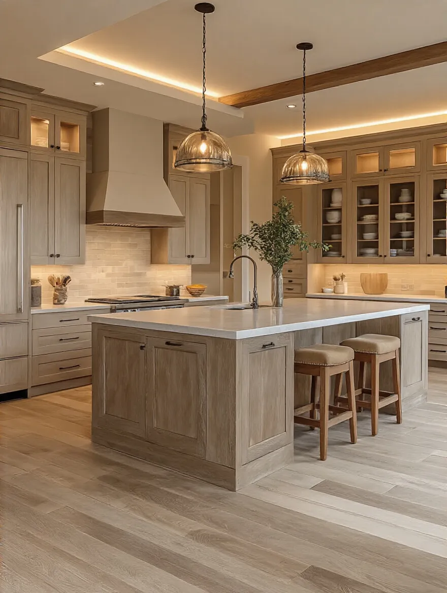 Modern kitchen interior showcasing must-have design features with efficient layout and lighting.