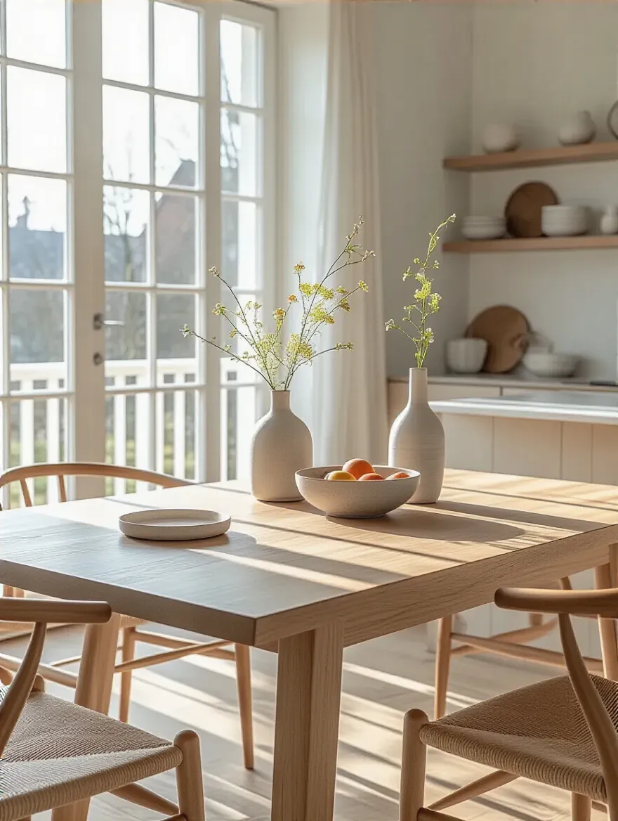 Portrait of a kitchen table set to show proportionality and balance