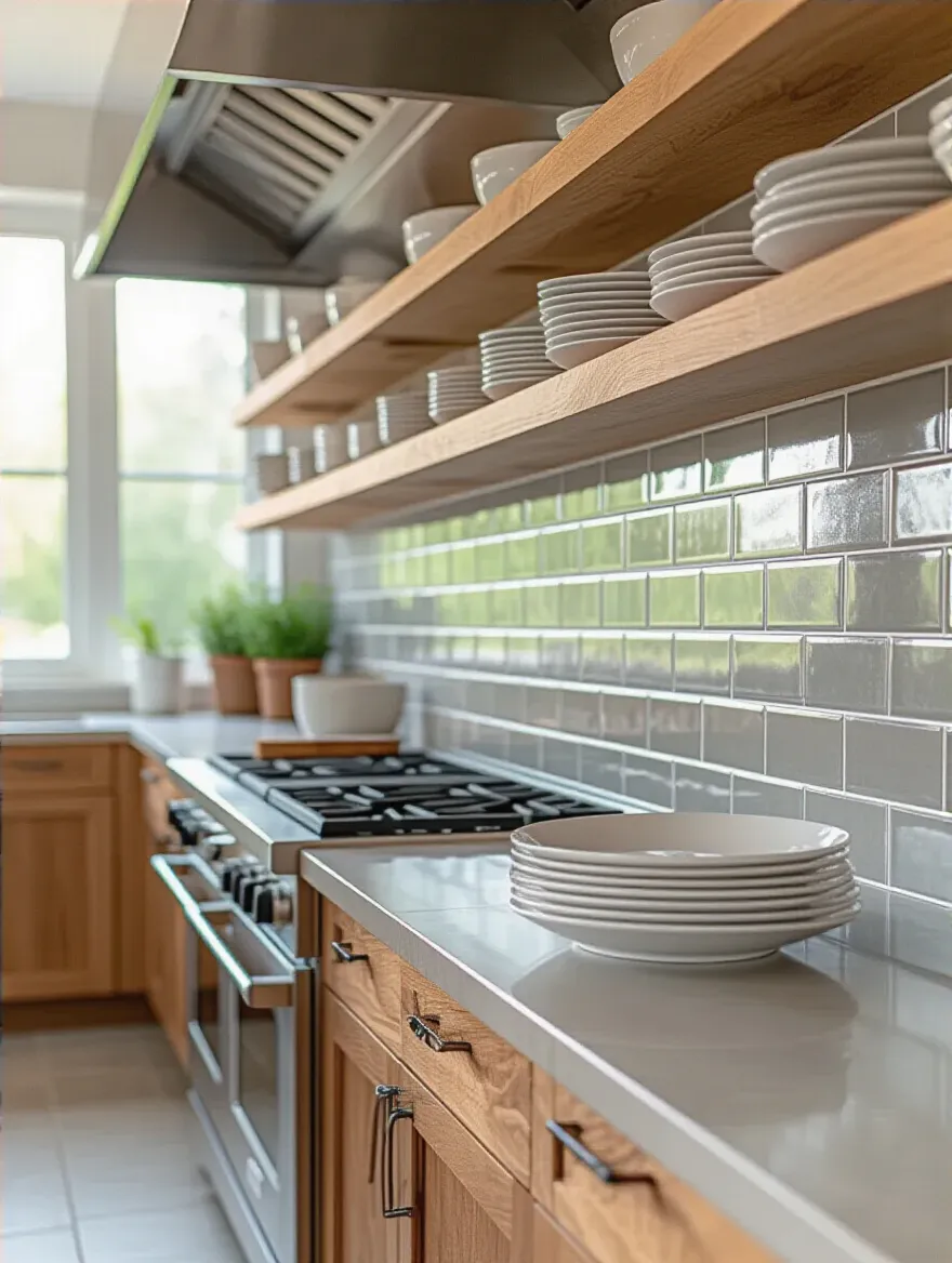 Pristine kitchen tile grout after DIY cleaning and sealing