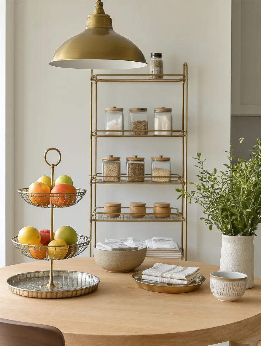 Elegant kitchen table with integrated storage solutions