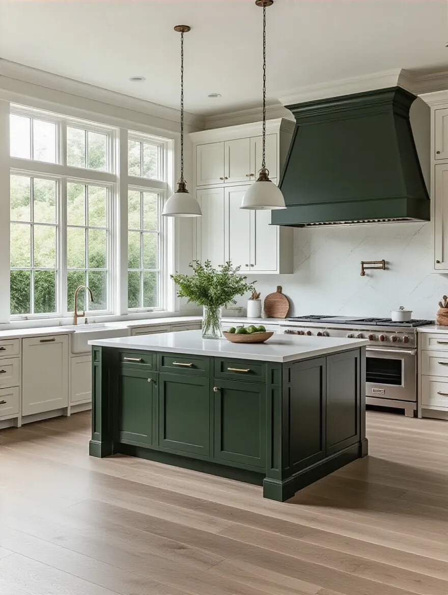 Modern kitchen island featuring integrated deep drawers, a pull-out pantry, and open shelving for optimized kitchen storage.