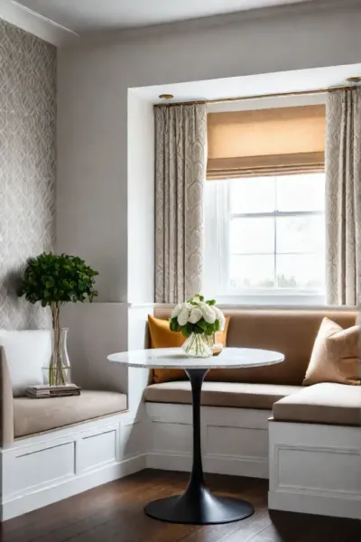 Dining nook with banquette seating for a spacesaving solution