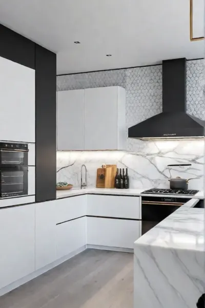 Marble backsplash continuous design