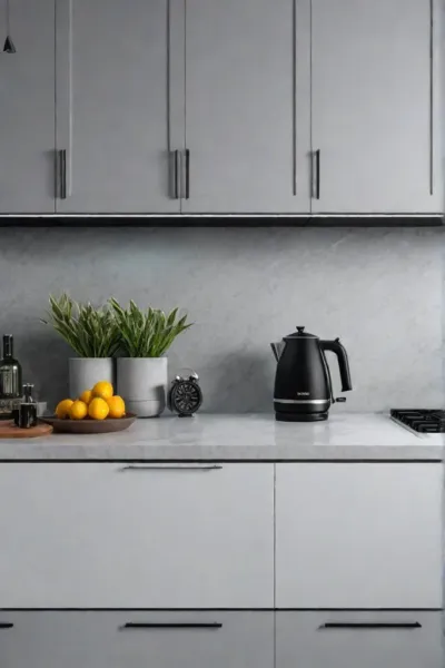 Quartz backsplash continuous shelf