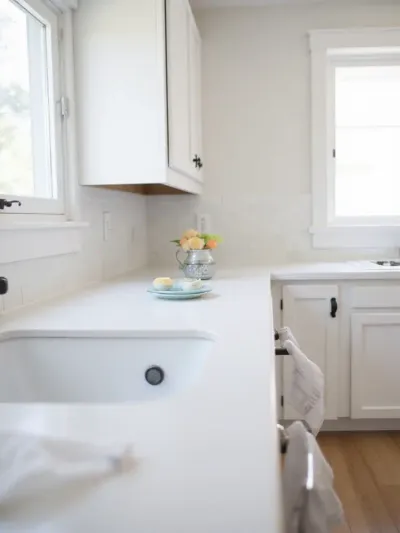 Modern kitchen with new matte black cabinet hardware