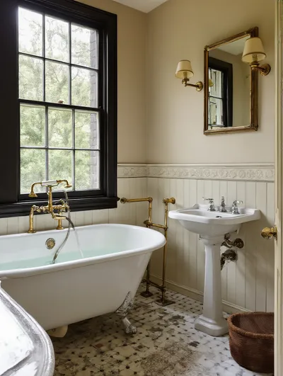 Portrait of a vintage bathroom highlighting period finishes and fixtures