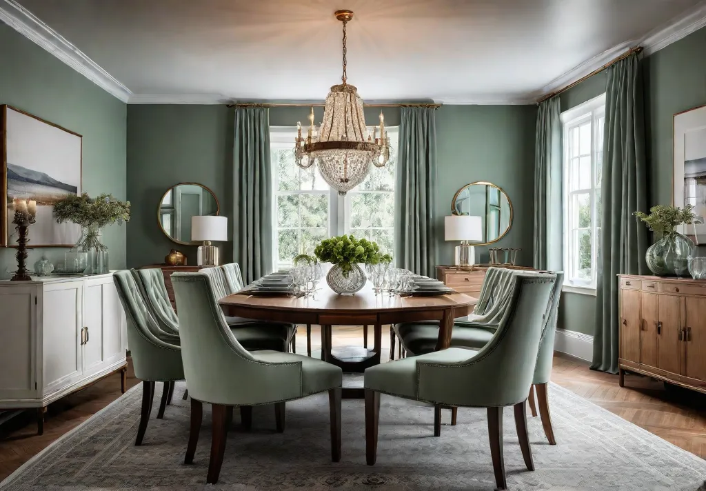 A dining room bathed in soft natural light with builtin cabinets liningfeat